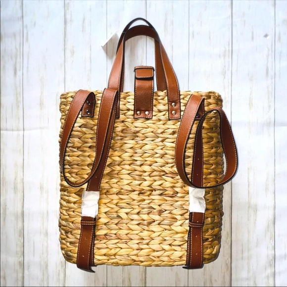 None Handbags - Backpack, weaves grass picnic tote & backpack